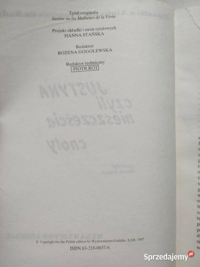 Justyna czyli nieszczęścia cnoty autorstwa miękka Kielce sprzedam