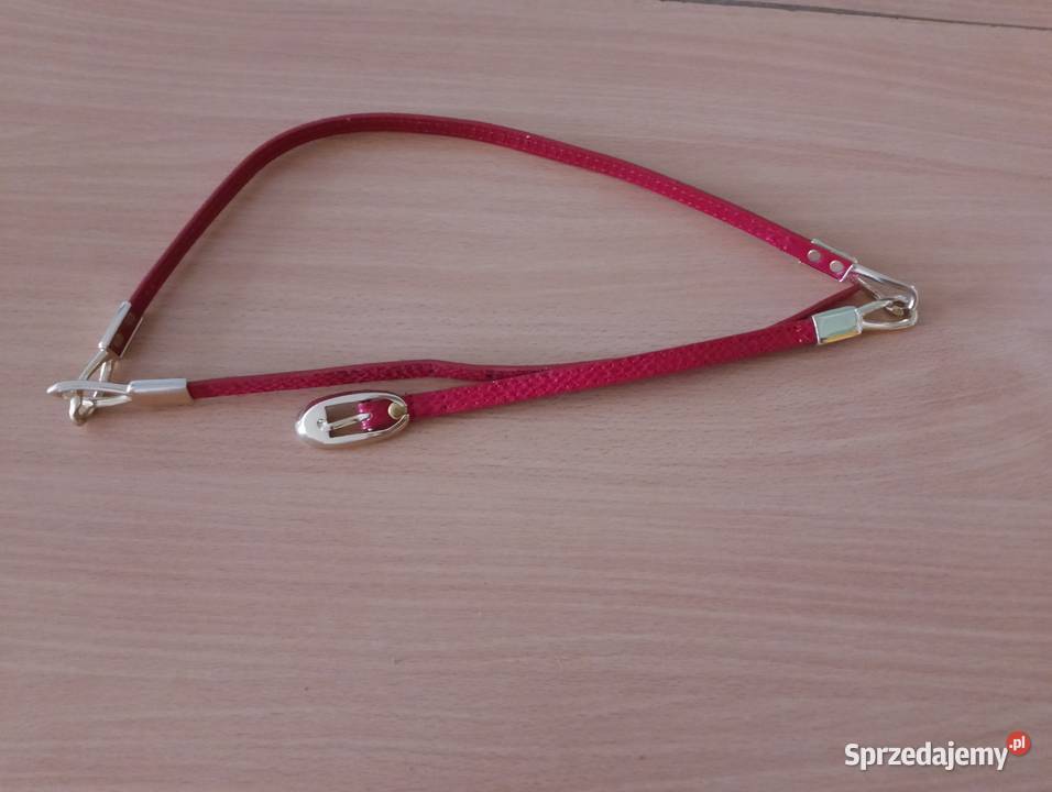 PASEK czerwony Accessorize ze złotymi elementami 1cm Złotniki