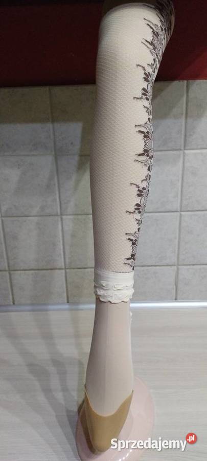 Leginsy w kolorze beżowo ecri we wzory Valery Lublin