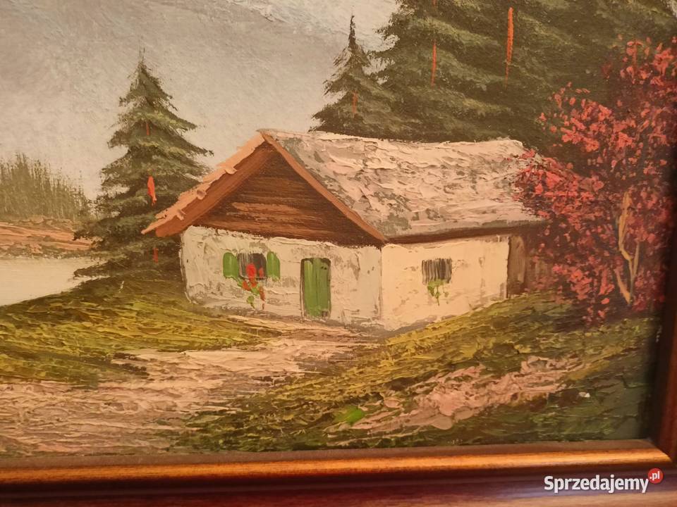 Obraz olejny na płótnie CHATA W ALPACH Mikołów sprzedam