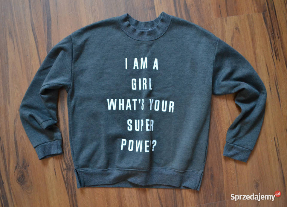 szara bluza z napisami M 38 modna Warszawa