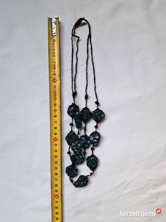 Naszyjnik handmade z kamieniami na podwójnym Brzesko
