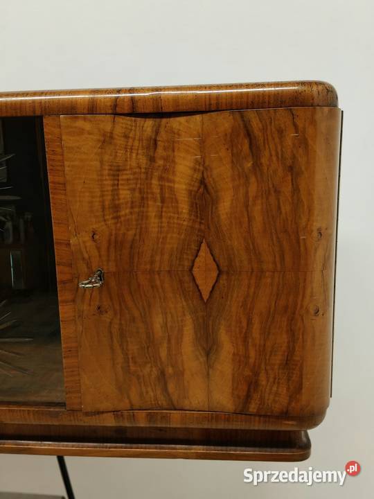 witrynka półka wisząca Art deco fornir orzech Radomsko