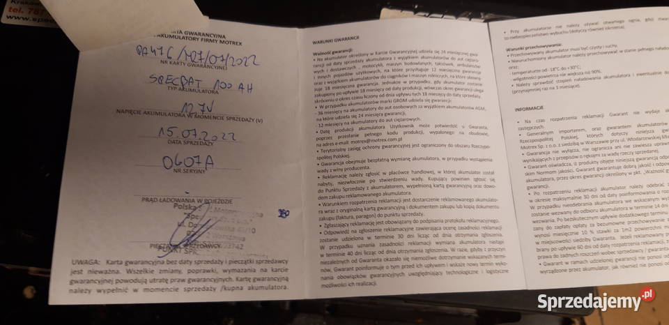 Sprzedam akumlator 100ah 720a Myślenice sprzedam