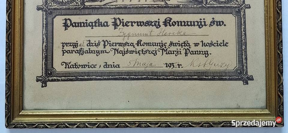 Stara Pamiątka I komunii Świętej Katowice 1937 Gliwice