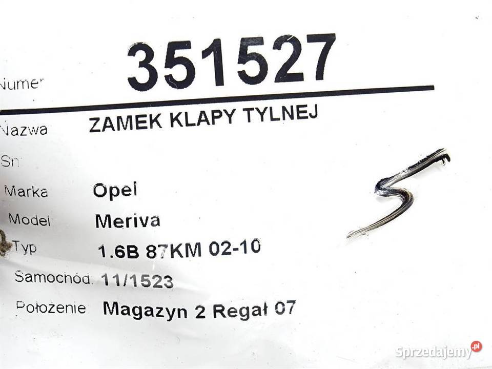 ZAMEK KLAPY TYLNEJ OPEL MERIVA A Minivan 0310