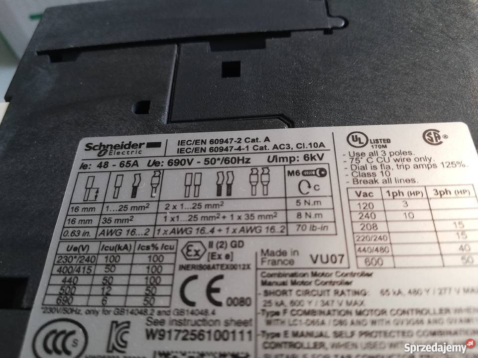 Wyłącznik silnikowy GV3P50 3750A Schneider Dąbrowa Górnicza