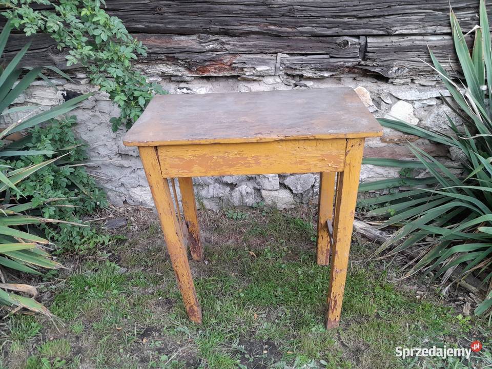 Stary drewniany stolik do renowacji zabytek Meble śląskie Dąbrowa Górnicza