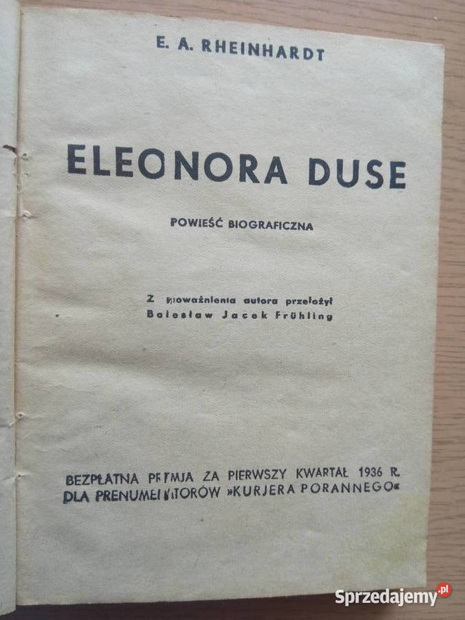 Eleonora Duse powieść biograficzna z 1936r