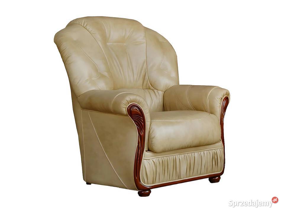 Fotel 100 skóry bawolej DAPHNE Kolor beżowy Kraków sprzedam