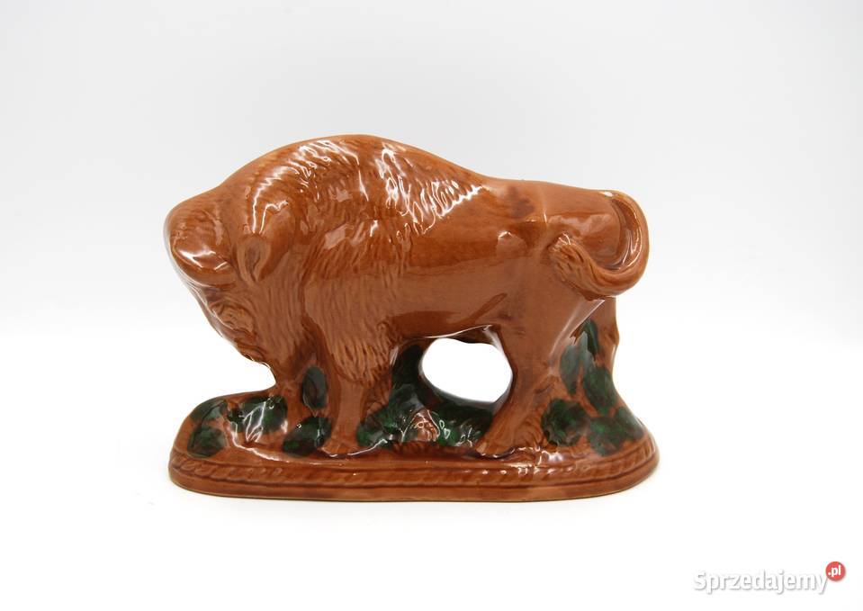 Ceramiczna figurka żubra PRL Poznań
