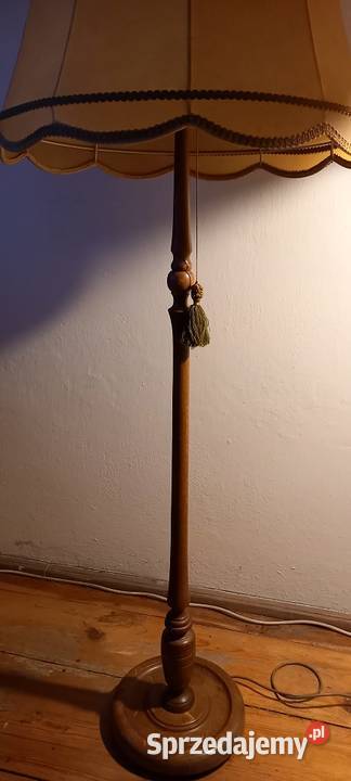 Drewniana lampa podłogowa z abażurem 2 Skierniewice