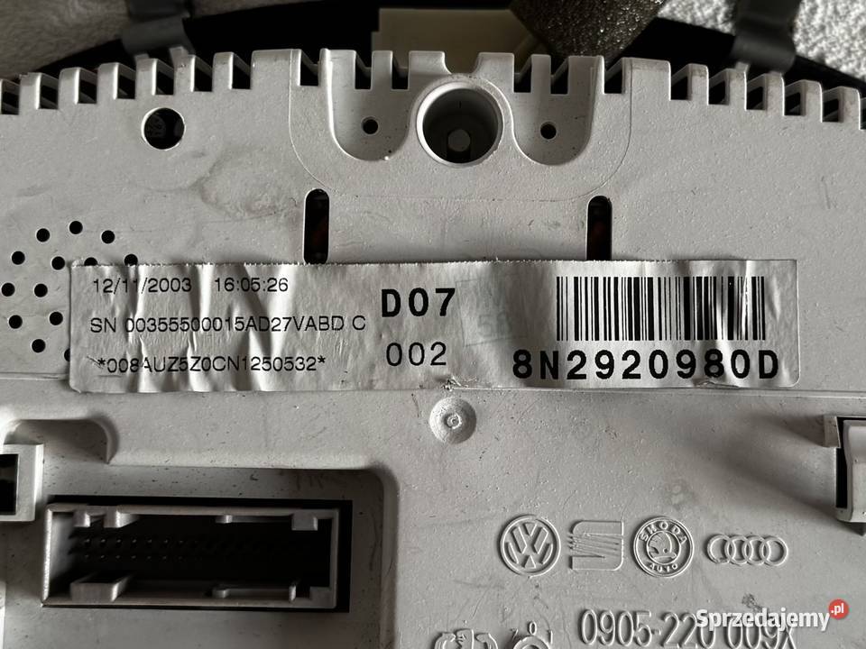 LICZNIK ZEGARY PRĘDKOŚCIOMIERZ AUDI TT Rok produkcji 2003 Warszawa