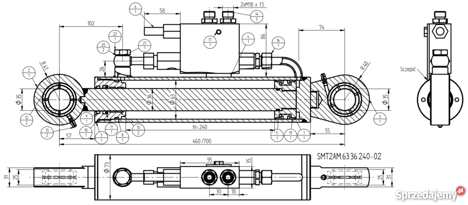Siłownik Hydrauliczny Cylinder 240 Pług Obrotowy Rolnictwo Solec Kujawski