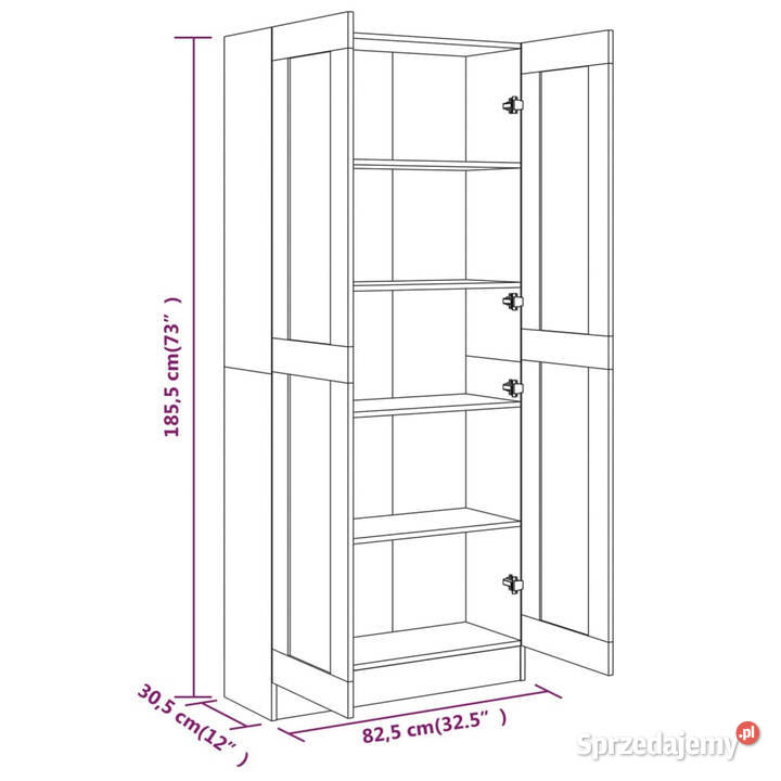 Szafka na książki brązowy dąb 825x305x1855 sprzedam