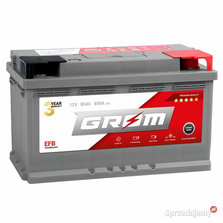 Akumulator GROM EFB STARTSTOP 80Ah 800A Prawy pomorskie Gdańsk