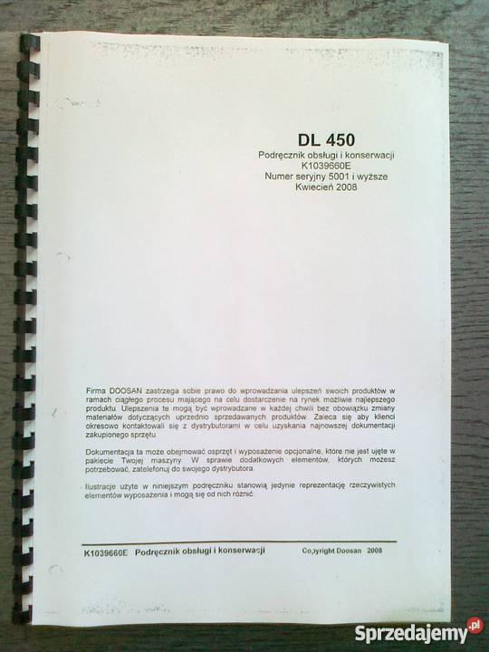Instrukcja obsługi DTR ładowarka kołowa DOOSAN Brzesko