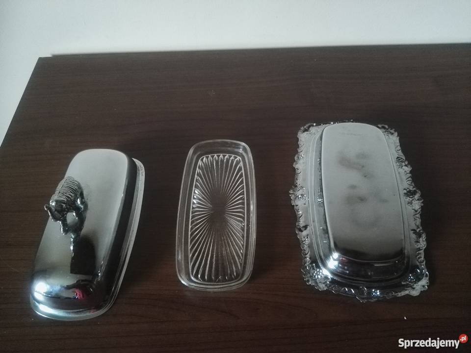 Platerowana maselniczka ze słoniem ze szklanym Międzychód