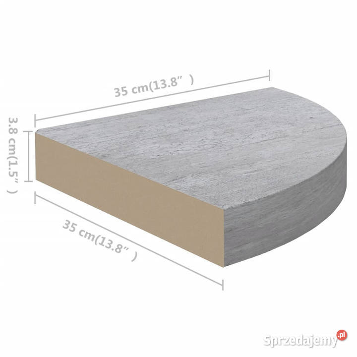 Narożne półki ścienne 2 szarość betonu 35x35x38 Warszawa