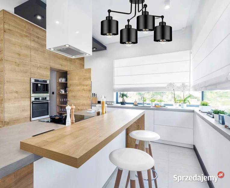 LAMPA WISZĄCA SUFITOWA ŻYRANDOL poczwórna czarna