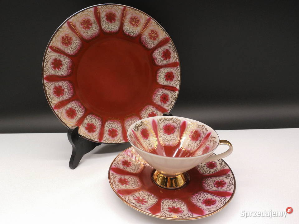 Eleganckie Trio Śniadaniowe Bawarska Porcelana
