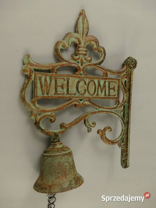 Wieszak żeliwny WELCOME zielony rustykalny Gizałki