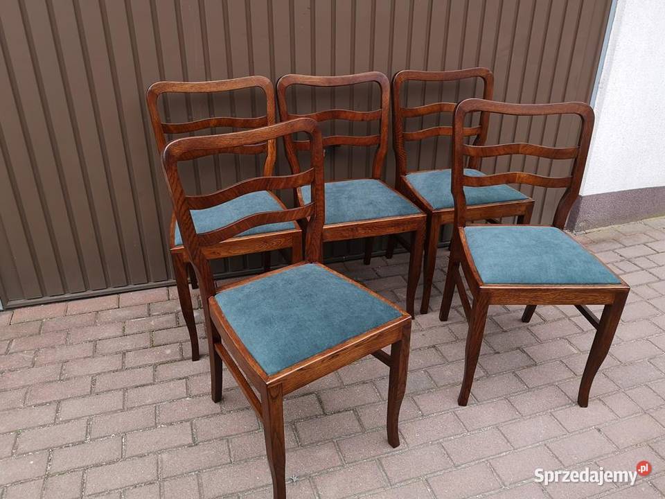 Krzesła ARTDECO Stare Antyk Komplet 5 Sztuk