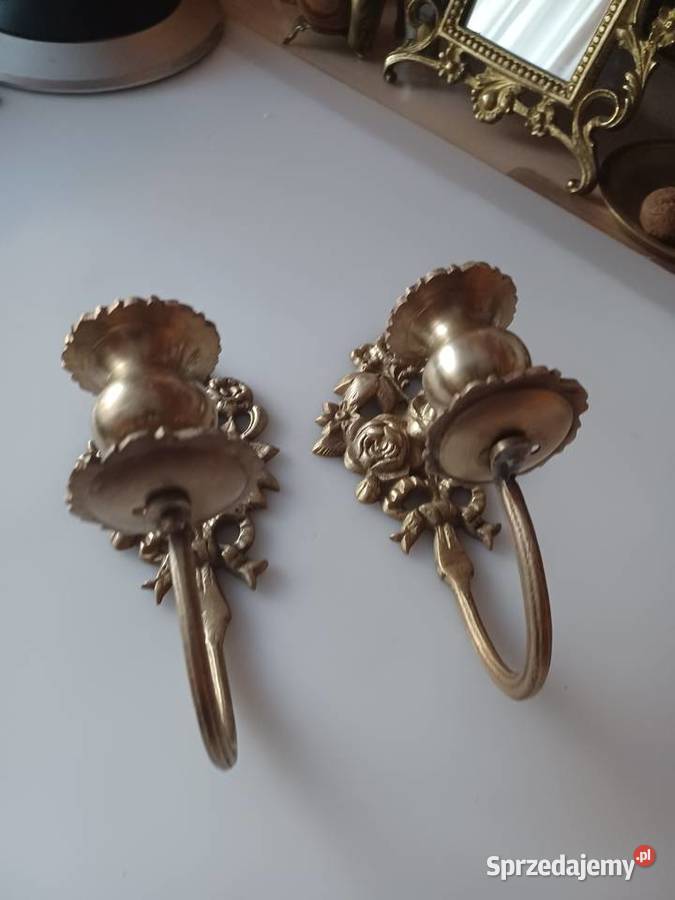 Piękny mosiężny świecznik naścienny Dom i Ogród sprzedam