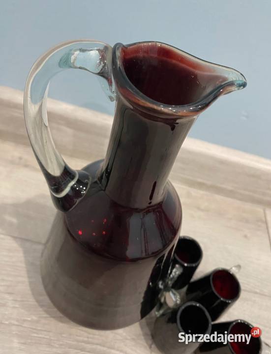 Zestaw ze szkła barwionego Porcelana i szkło łódzkie Łódź sprzedam