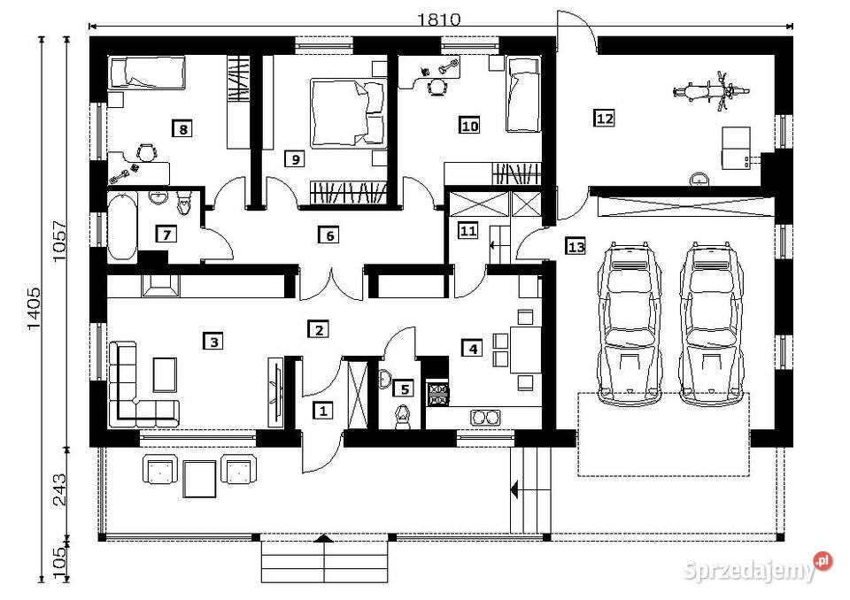 PROJEKT DOMU PARTEROWEGO Z WERANDĄ B635 Kraków