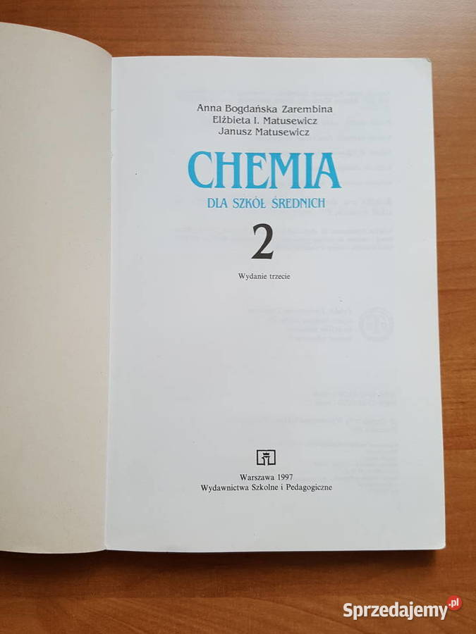 CHEMIA szkół średnich tom 2 A Bogdańska Złotniki