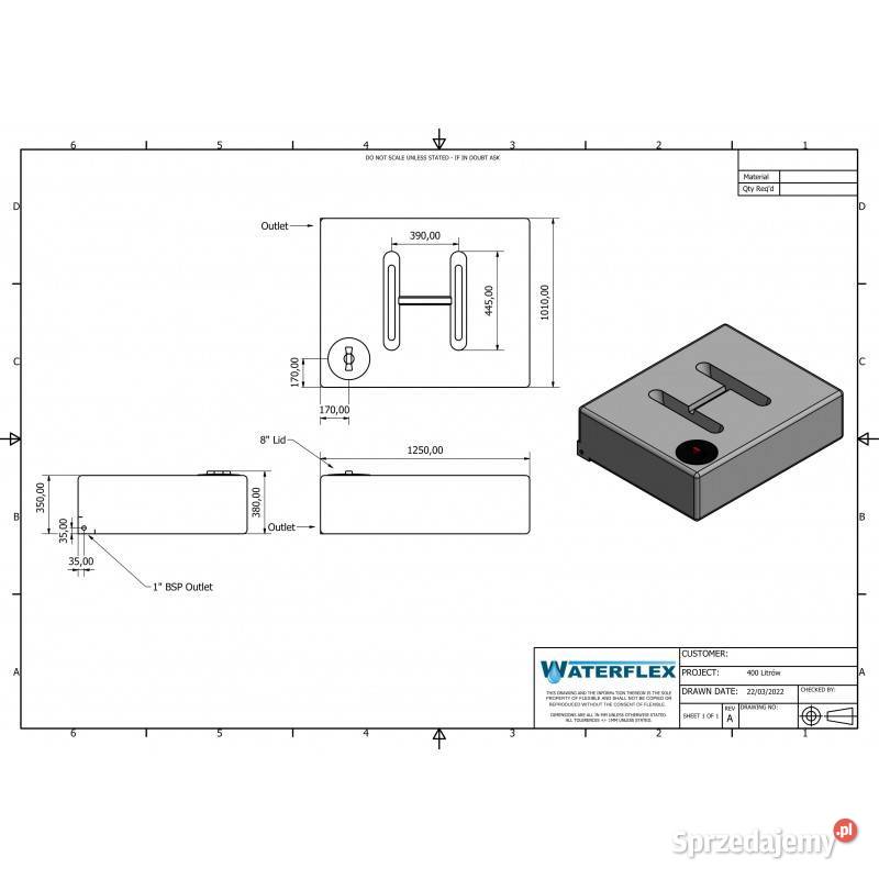 zbiornik niski plaski 400 500 litrów woda olej