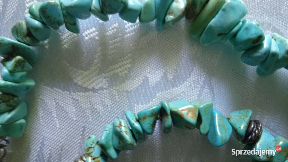 KOMPLET BIŻUTERII Z NATURALNYCH TURKUSÓW Piła