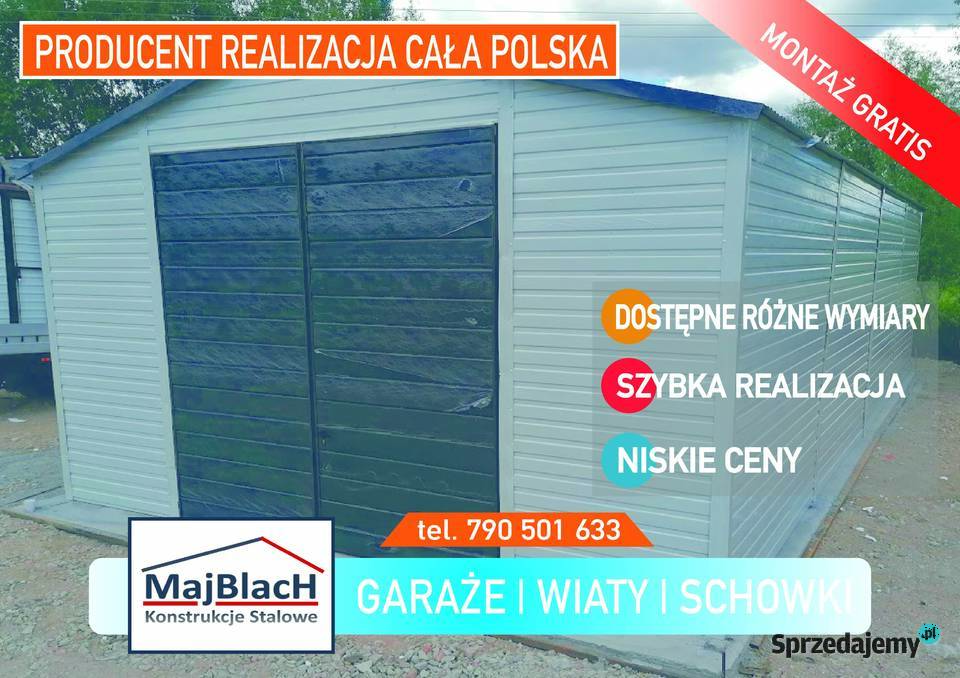 Garaż Blaszany BIAŁY SCHOWEK OGRODOWY MAGAZYN 217zł/m2 Końskie
