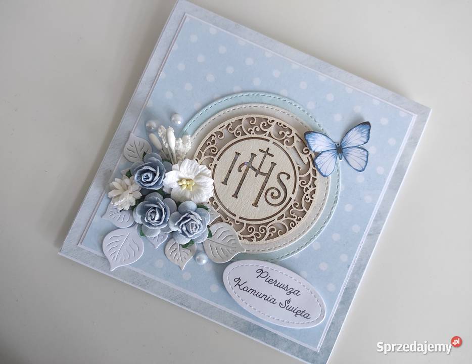 Kartka w pudełku ręcznie robiona na Komunię łódzkie Łódź