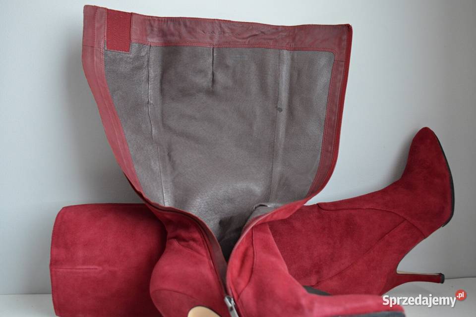 BURGUND NA SPECJALNE OKAZJE dopasowane kozaki czerwony Białystok