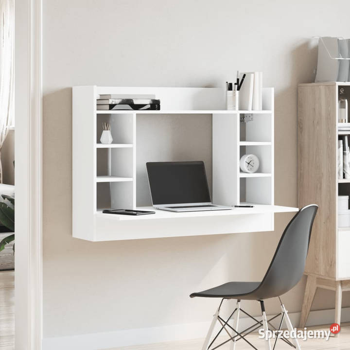 Biurko wiszące białe 105x48x75 materiał