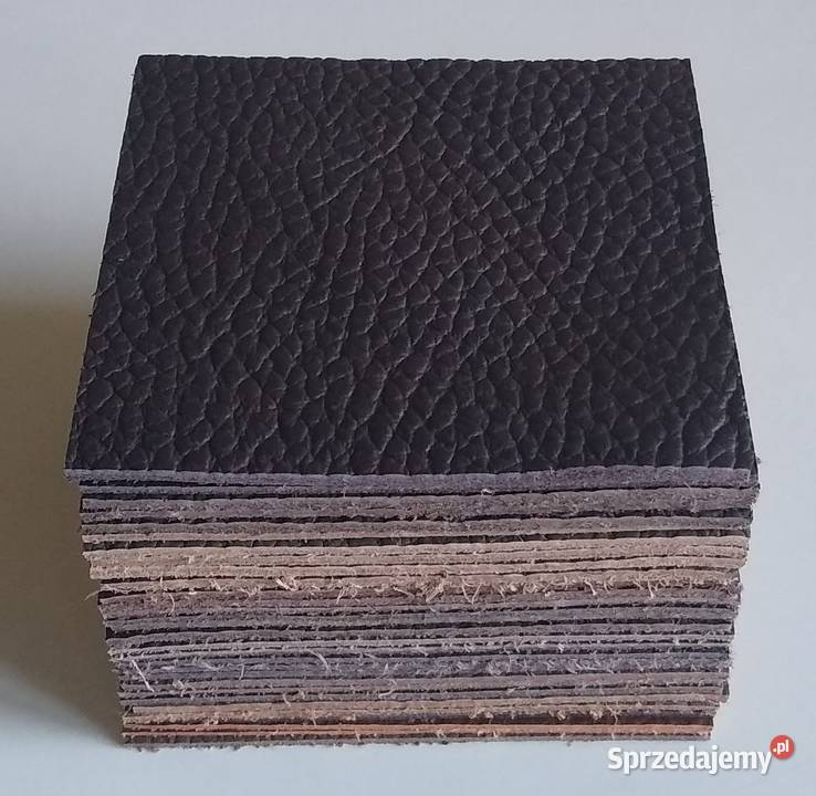 Skóra Kwadrat 8 x 8 30 sztuk Licowa Włoska Brąz Gdańsk