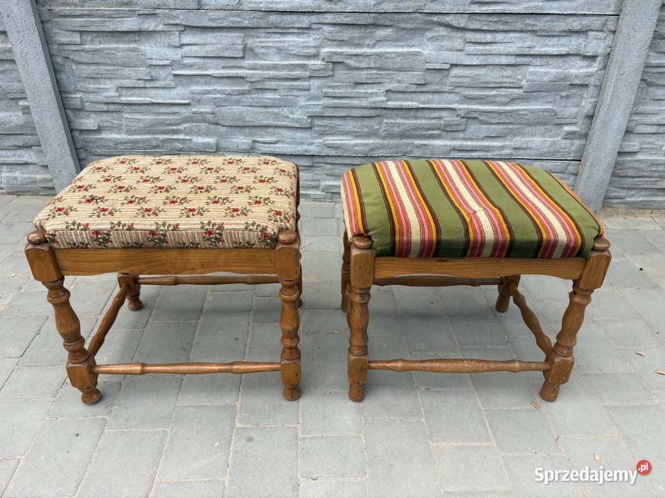 Taboret dębowy z materiałemMega sprzedam