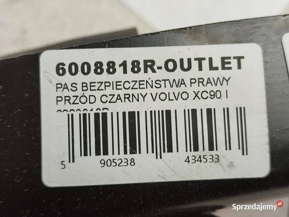 PAS BEZPIECZEŃSTWA PRAWY PRZÓD CZARNY VOLVO XC90 osobowe