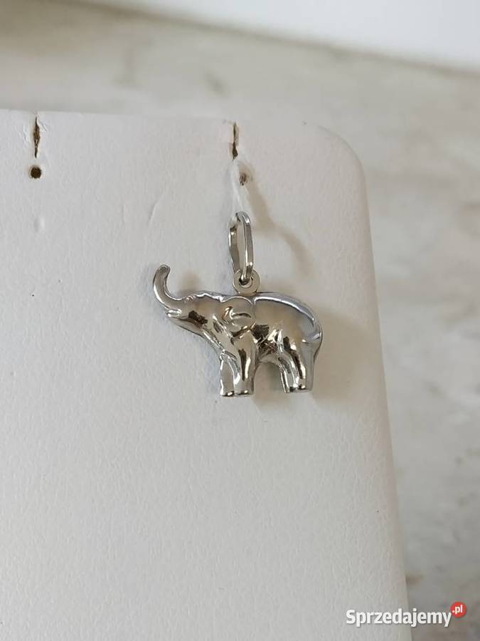 Złoto białe zawieszka słoń pr585 wysz oczkiem Wałcz sprzedam