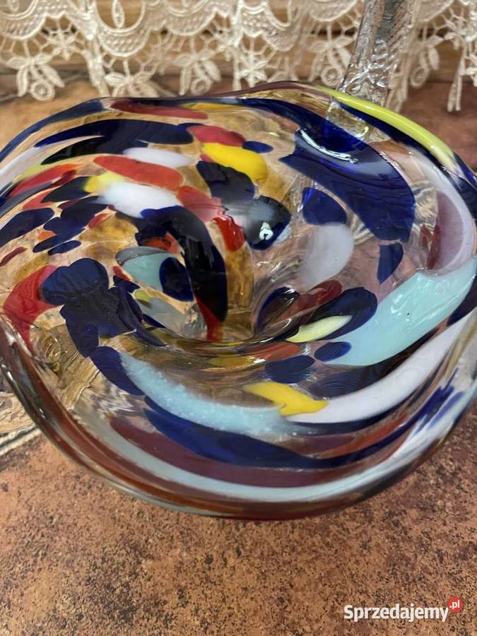 Stary koszyczek szklany z PRL