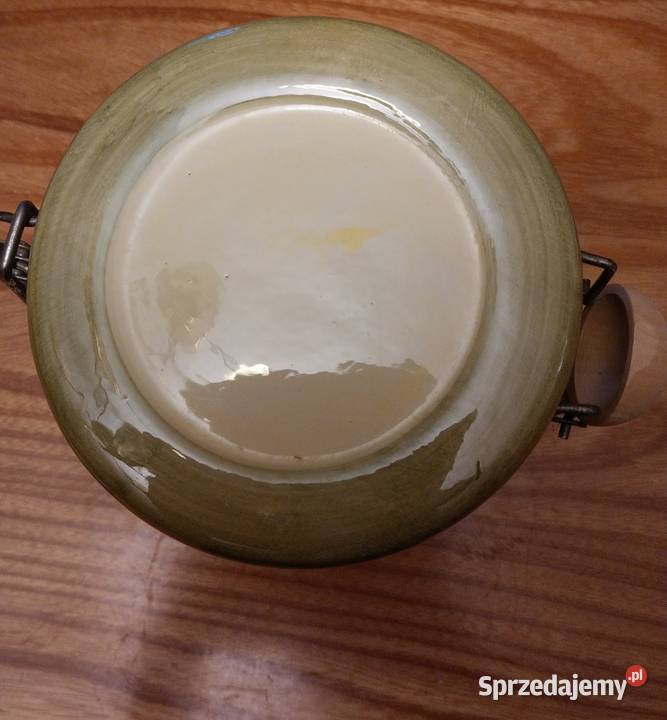Duży ceramiczny słoik wek z klipsem liście z Warszawa