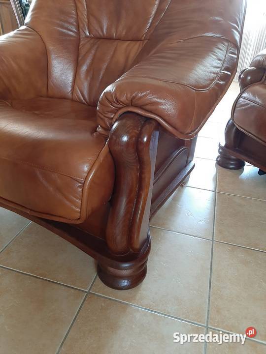 Wypoczynek skórzany komplet 321 98cm Dominów sprzedam
