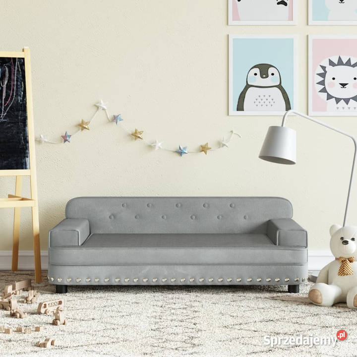 Sofa dzieci jasnoszara 90x53x30 aksamit Warszawa
