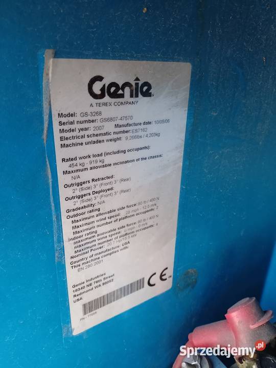 Sprzedam podnośnik nożycowy Genie GS3268 2007 Bydgoszcz sprzedam
