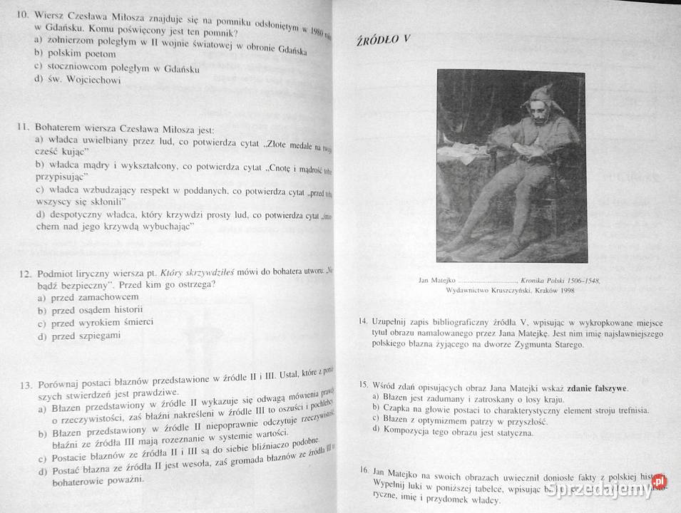 Zestawy testów gimnazjalistów Przedmioty