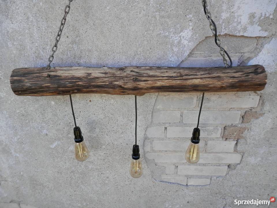 Żyrandol ręcznie wykonany ze starej belki Oświetlenie zachodniopomorskie Szczecinek
