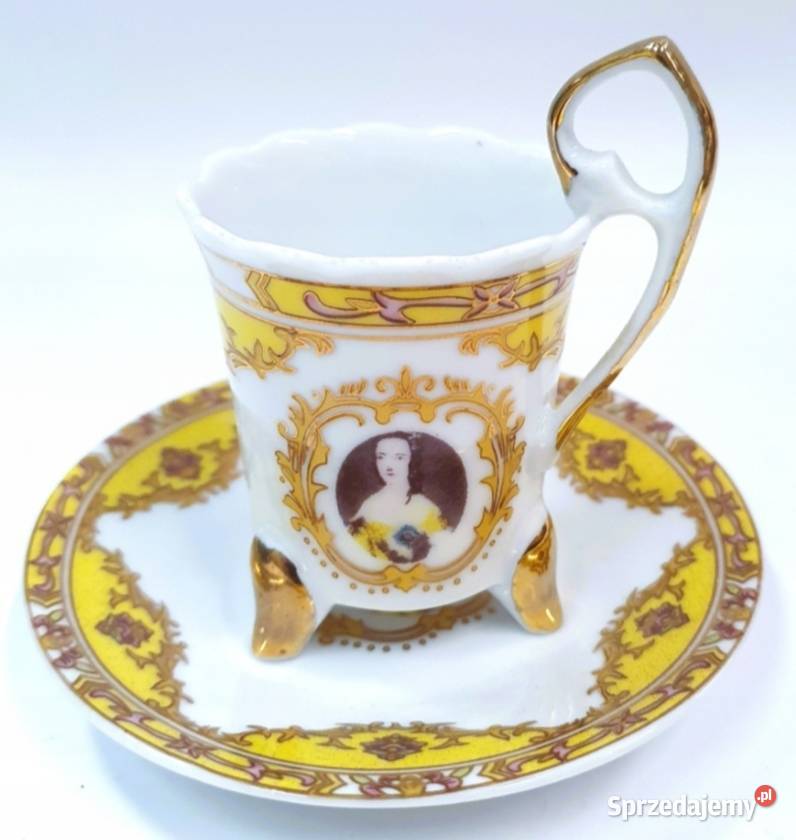 KOLEKCJONERSKA FILIŻANKA DAMA W MEDALIONIE łódzkie Pabianice