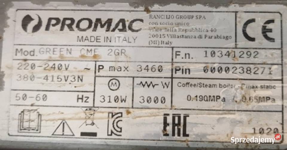 EKSPRES CIŚNIENIOWY PROMAC GREEN CME 2GR pomorskie Kartuzy